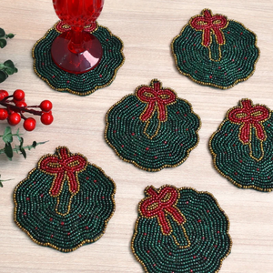 Handmade Beaded <b>Coasters</b> <b>for</b> <b>Drinks</b> or Coffee Table Christmas <b>Coasters</b> <b>for</b> Farmhouse Style Table, Decorative - Product Image 5