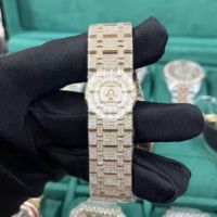 Montre-bracelet de luxe éblouissante en moissanite pour homme, boîtier argenté et doré, affichage analogique-numérique à quartz, profil 25 mm, étanche 10 bars