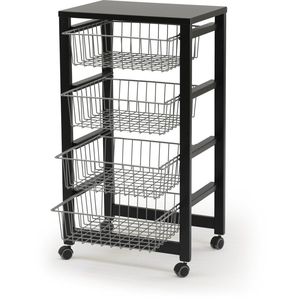 Stylish Iron Kitchen <b>Trolley</b> With Portable Rolling Design And Large Capacity Utility Storage Shelves - Product Image 1