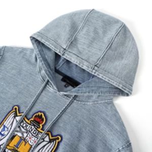 Sudadera con Capucha de Mezclilla Ligera Sigma Gamma Rho, Escudo de Chenilla SGRho, Ropa Griega Premium, Sudadera Unisex para Hermandad - Product Image 5