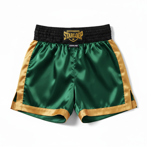Shorts de boxe sportifs mi-longs légers à taille élastique, 100 % polyester, séchage rapide, confortables pour l'entraînement, motif uni, fabrication OEM - Product Image 1