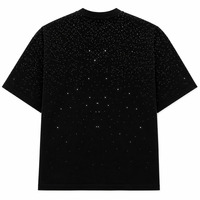 T-shirt Homme Oversize de Haute Qualité en Gros avec Design Personnalisé en Strass, T-shirts en Coton Lourd Style Streetwear