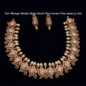 For Mango Kerala Style Short Pearl Necklace-Fine Jewelry Set - Product Image 2