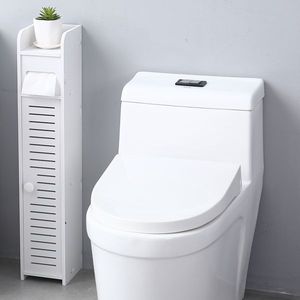 Narrow PVC Bathroom Shelves 80cm High Paper Towel Storage Cabinet (15.5x17x80) - Product Image 5