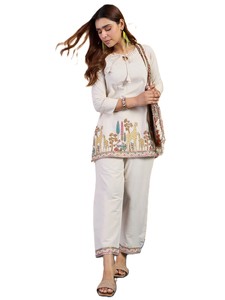 Conjunto de Pantalón y Blusa de Algodón Khadi Bordado Moderno para Mujer, Ropa Casual de Oficina y Fiesta de Verano, Calidad Premium, Protección Solar, Secado Rápido - Product Image 1