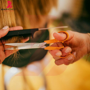 Tijeras de Peluquería Ergonómicas con Mango de Plástico Color Naranja, Tijeras de Acero Inoxidable para Barbería, Cuchilla Afilada, Herramienta de Peluquería Profesional - Product Image 6