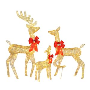 Luces Navideñas Familiares con Diseño de Alce, 54*20*122cm, Marco de Hierro Dorado, Hilo de Algodón, Polvo de Cebolla Verde, Decoración para Patio - Product Image 1