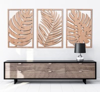 Décor mural en bois de style religieux, feuilles de Monstera découpées au laser, 5 mm, cadeau de table, thème Amour, artisanat vietnamien Delarchi