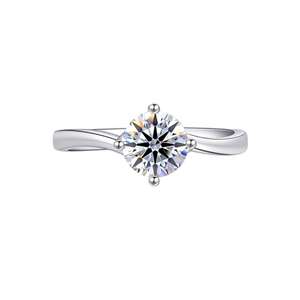 Bague solitaire en diamant cultivé en laboratoire Celeste Halo avec des designs Eterna Bloom et Lumire Grace, argent, pour femme, fiançailles - Product Image 4