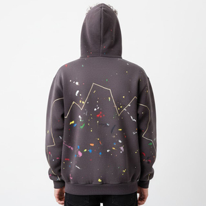 Unisex Hoodie <b>Zip</b> <b>Up</b> Full Zipper Heavyweight Cotton Fleece Hooded Sweatshirt Casual Streetwear Track Jacket <b>Tops</b> Wholesale - Product Image 5