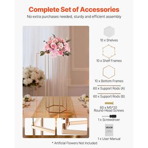 10 pièces de supports floraux hexagonaux cubiques en acrylique stratifié de 31,5 pouces pour centres de table de mariage et décorations de table, supports de fleurs en colonne - Product Image 5