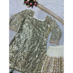 Hermosa ropa de fiesta para mujer Top Plazzo Dupatta Set con bordado de trabajo - Product Image 1