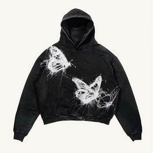 Sudadera con capucha estampada Born For Greatness para hombre, sudadera informal de algodón negra de gran tamaño, diseño con logotipo en la espalda, estilo otoñal - Product Image 5