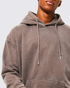 Sudadera con Capucha Unisex, Lavado Ácido, Bordada, 100% Algodón, Ligera, Ecológica, Transpirable, con Logotipo Personalizado en la Parte Delantera, para Otoño - Product Image 3