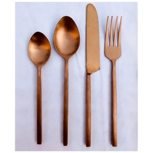 Juego de Cubiertos de Diseño con Baño de Cobre, Vajilla, Regalo de Inauguración, Decoración de Boda, Cubertería, Cuchara para Postre, Tenedor, Cuchillo, Vajilla para Cena - Product Image 1