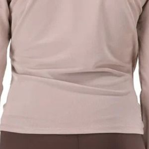 Haut en maille taupe à manches longues pour femme, avec manches transparentes, coupe ajustée, col croisé, style décontracté et basique - Product Image 5