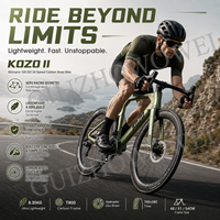 Vélo de course KOZO II T800 en carbone, 24 vitesses, changement de vitesse électronique, pneus 700x28C, freins à disque hydrauliques, roues en carbone de 50 mm