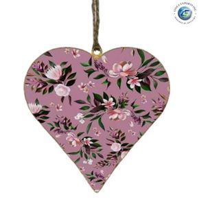 Pendentif en métal imprimé en forme de cœur, motif floral vert, décoration de Noël, artisanat moderne écologique, taille personnalisable - Product Image 2