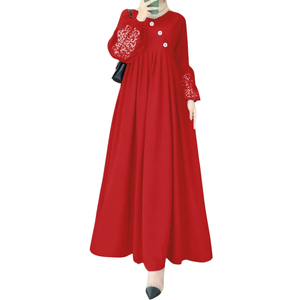 Vestidos Maxi Modestos de Moda Musulmana para Mujer, con Estampado, Manga Farol, Cintura Alta, Plisados, Abayas Sueltas, Vestidos para Eid - Product Image 2