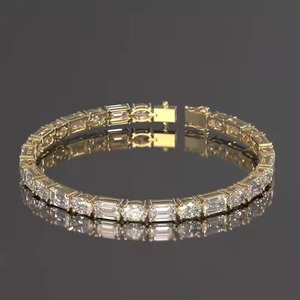 Customized Shape Moissanite Diamond Bracelet Bezel Setting 18K Yellow Gold Diamond Bracelet for Both Men and Women - Product Image 1