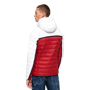 Custom <b>Men's</b> Red <b>White</b> Padded Jacket Hooded Winter <b>Coat</b> Quilted Warm Jacket OEM Clothing Manufacturer - Product Image 2