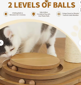 Árbol rascador moderno redondo de 23.4 pulgadas para gatos, con poste de sisal duradero, juguete interactivo con pelota de peluche, para interiores, todas las estaciones, 4 kg - Product Image 3