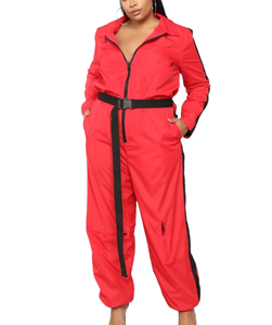 Survêtement coupe-vent respirant en nylon brodé pour femme, grande taille, longueur intégrale, avec fermeture éclair, idéal pour l'été - Product Image 1
