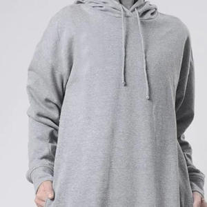Vestido de Sudadera con Capucha Extra Grande para Mujer, Gris Sólido, Manga Larga, Tejido, Ecológico, Impermeable, Ropa Casual de Invierno - Product Image 3