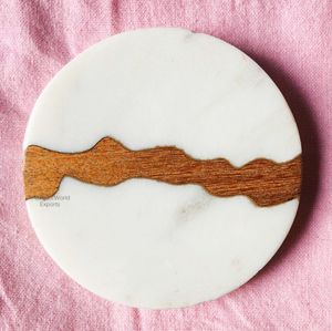 Posavasos de piedra de primera calidad, mármol hecho a mano con incrustaciones de resina intrincadas, protección de mesa, accesorio decorativo para servir bebidas - Product Image 4