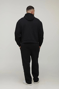 Custom Men Plus Size Black Tracksuit Full Length Cotton Sweatshirt Digital Printing Tracksuit OEM Washed Vintage Style Tracksuit - Product Image 5