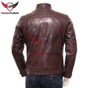 Chaqueta de Cuero Marrón Auténtico para Hombre, Corte Ajustado, Estilo Motero, Cafe Racer, de Piel Vacuna, con Hombros Acolchados, Vintage, Clásica y Personalizada - Product Image 4