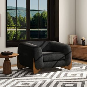 Poltrona Alpine da 44 Pollici in Tessuto Bouclé Nero Ebano per Soggiorno - Product Image 1