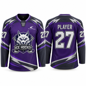 Jersey de Hockey sobre Hielo Personalizado Blackthorn, Morado Sublimado, Cuello en V, Manga Larga, Absorbente de Humedad, para Hombre - Product Image 4
