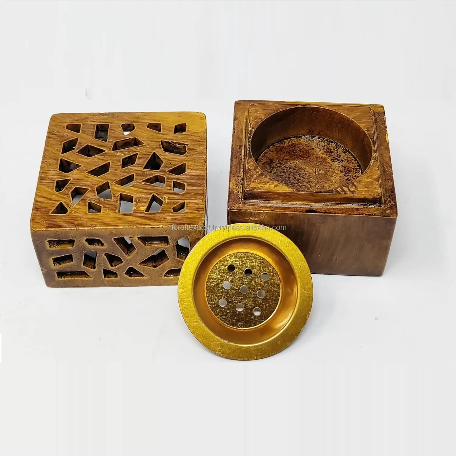 Porte-encens en bois arabe moyen-oriental de luxe encensoir diffuseur d'arôme brûleur d'encens de bureau par RF Crafts