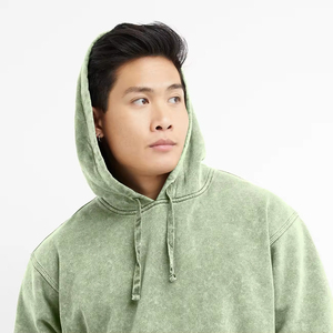 เสื้อฮู้ดดี้ผู้ชายสไตล์ล่าสุดแบบฟอกสี  ใส่สบายๆ รับผลิตแบรนด์ส่วนตัว MOQ ต่ำ เสื้อฮู้ดดี้ผู้ชายฟอกสี ไซส์ใหญ่ สำหรับใส่ในฤดูหนาว - Product Image 3