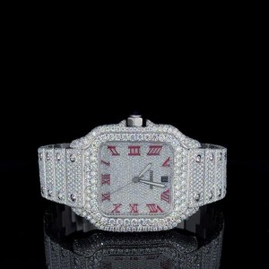 Reloj de Moissanita de Lujo de Alta Calidad, Reloj Personalizado con Incrustaciones de Diamantes para Regalo, Venta al por Mayor de Fábrica, Relojes Mecánicos con Incrustaciones de Diamantes Estilo Hip Hop - Product Image 5
