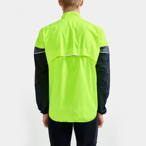 Men's Lime Green Windproof <b>Racer</b> <b>Jacket</b> With Black Color Blocking And Zipper Closure For Spring Outdoor Activities - Product Image 2