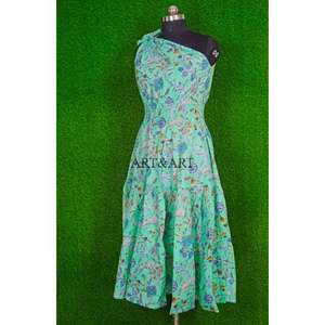 Vestido Midi Elegante de Algodón Amarillo Ecológico para Mujer, con Estampado Floral, Ligero, de un Solo Hombro, Estilo Línea A, para la Playa y Fiestas en la Piscina - Product Image 6