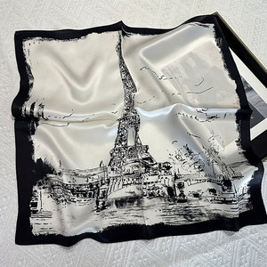 Silk Scarf Floral <b>Print</b> Pattern For Party <b>Office</b> Travel And Casual Fashion Wear Silk Scarf - Product Image 3