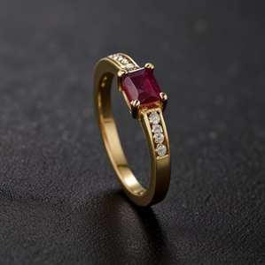 Anillo de Compromiso con Rubí, Plata de Ley 925, Chapado en Oro de 14K, Anillo de Promesa Delicado, Joyería con Piedra de Nacimiento de Julio, Regalo - Product Image 1