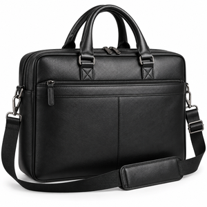 Sac à bandoulière en cuir personnalisé pour ordinateur portable, mallette de bureau exécutive, sac messager unisexe en cuir sur mesure pour entreprises - Product Image 3