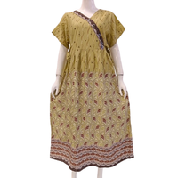 Vestido Largo Informal para Mujer, Estilo Kimono con Cordón Ajustable en Ambos Lados, Material de Rayón, Cuello Cuadrado, Estampado Floral, Verano, Chrysanta