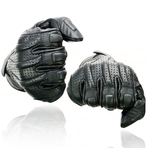 Samroz Sports Men's Perforated Leather Full Finger Motorcycle Hand <b>Gloves</b> W/Breathable ‘Open Knuckle - Product Image 3