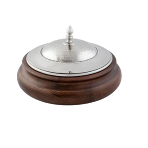 Wholesale Wooden <b>Rounded</b> Base Dinner <b>Table</b> Food Serving Dish Gold Lid Casserole Stainless Steel Hotpot Food Warm Wedding - Product Image 3