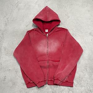 Sweat à capuche d'hiver personnalisé à double fermeture éclair, poids lourd, couleurs personnalisées, style streetwear vintage vieilli, délavé à l'acide, 300 g/m², 100 % coton - Product Image 3