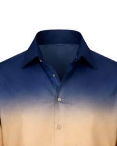 Camisa Formal para Hombre en Degradado Azul Marino y Mostaza, Algodón Premium, Manga Larga, Cierre de Botones, Estilo Casual Elegante, Suministro al por Mayor del Fabricante - Product Image 5