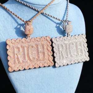 จี้รูปถุงเงินประดับเพชรโมอิสซาไนต์สีเงิน รุ่น RICH Letter  แบบฮิปฮอป  สำหรับผู้ชายและผู้หญิง สีทองและสีเงิน - Product Image 4