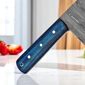 Couteau de boucher artisanal en acier Damas avec manche en Micarta bleu et étui en cuir, couteau à découper utilitaire par A&M Enterprises - Product Image 6