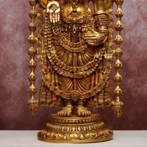 Idole de Tirupati Balaji en laiton de 60 pouces, statue de temple artisanale de style Art Déco pour la décoration de la maison à l'occasion de Diwali - Product Image 2