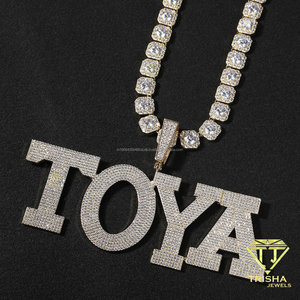 Custom TOYA Pendant Necklace Silver Tone Moissanite Letter Jewelry Sparkling <b>Name</b> <b>Chain</b> Necklace Personalized Hip Hop Fashion - Product Image 4